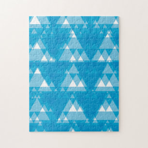 Blue, cool, modern, trendy overlapped triangles jigsaw puzzle