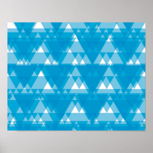 Blue, cool, modern, trendy overlapped triangles poster