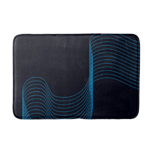 Blue, cool, modern, trendy, simple curvy lines bath mat