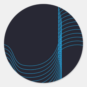 Blue, cool, modern, trendy, simple curvy lines classic round sticker