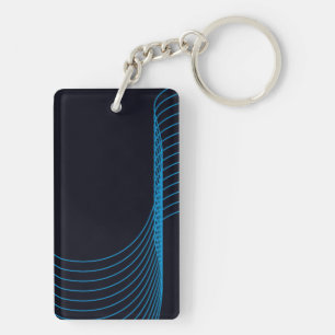 Blue, cool, modern, trendy, simple curvy lines key ring