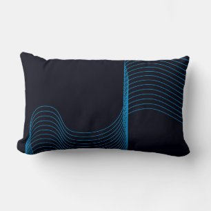 Blue, cool, modern, trendy, simple curvy lines lumbar cushion