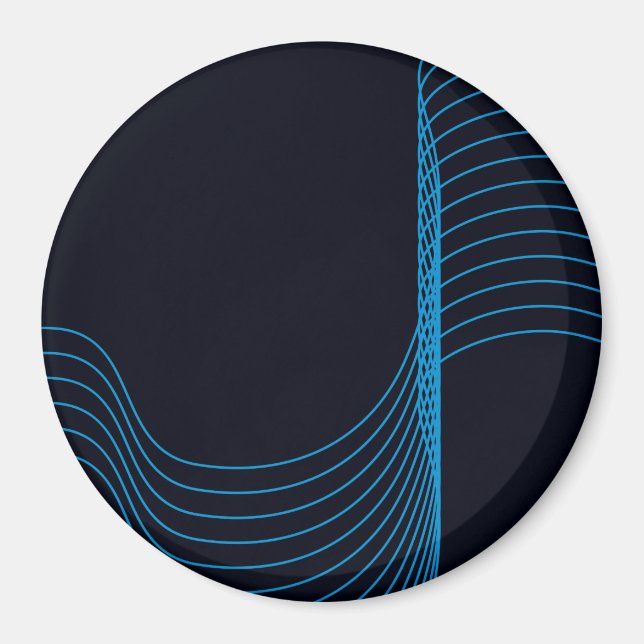 Blue, cool, modern, trendy, simple curvy lines magnet (Front)