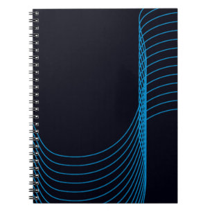 Blue, cool, modern, trendy, simple curvy lines notebook