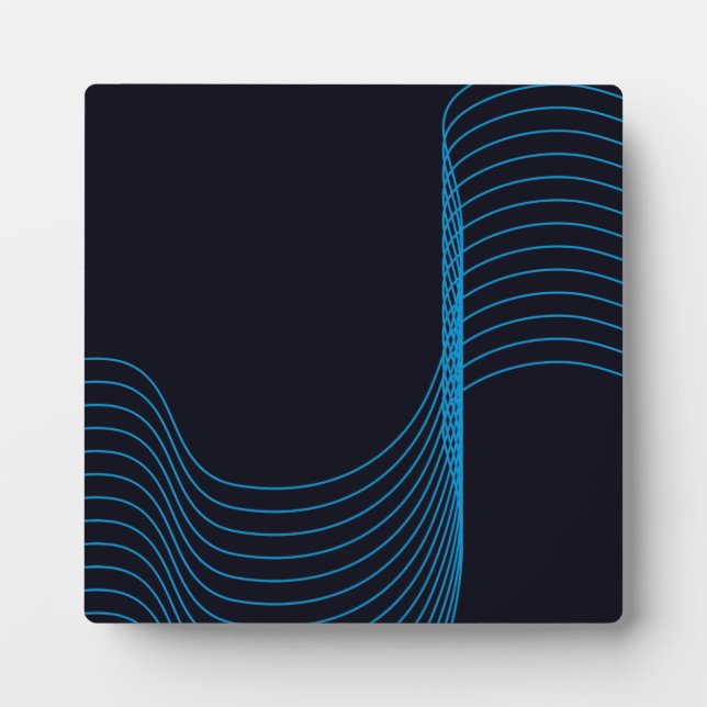 Blue, cool, modern, trendy, simple curvy lines plaque (Front)