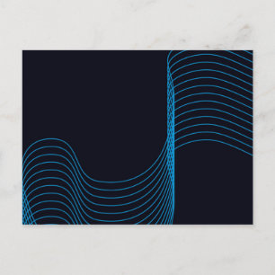 Blue, cool, modern, trendy, simple curvy lines postcard