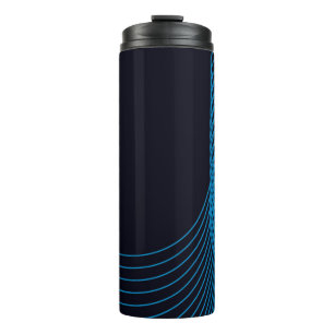 Blue, cool, modern, trendy, simple curvy lines thermal tumbler