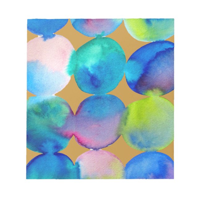 Blue cool watercolor abstract art notepad (Front)