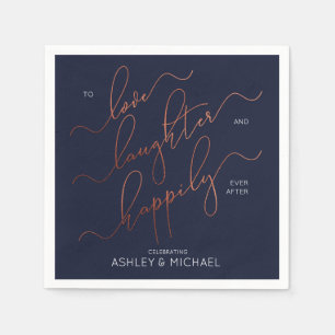 Blue Copper Engagement Party Happily Ever After Napkin