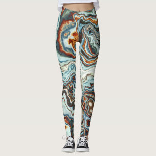 Blue Copper Marble Geode Flow Leggings
