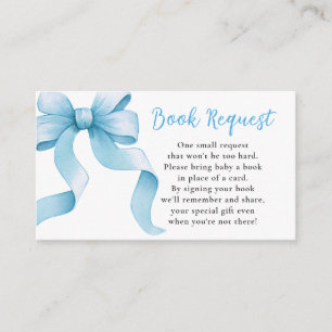Blue Coquette Bow Baby Shower Book Request Enclosure Card
