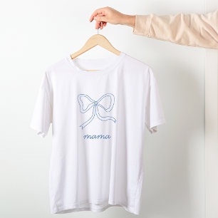 Blue Coquette Bow Baby Shower Mama Shirt