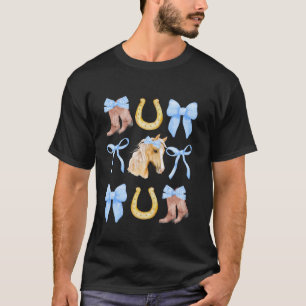 Blue Coquette Bow Boots Horse horseshoe T-Shirt