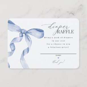 Blue Coquette Bow Diaper Raffle invitation insert