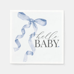 Blue Coquette Bow Girl Baby Shower Decor Napkin