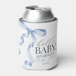 Blue Coquette Bow Girl Baby Shower Dessert Favours Can Cooler