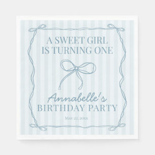 Blue Coquette Bow Pastel Birthday Party Table Deco Napkin