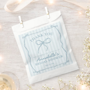 Blue Coquette Bow Pastel Bridal Shower Dessert Favour Bag