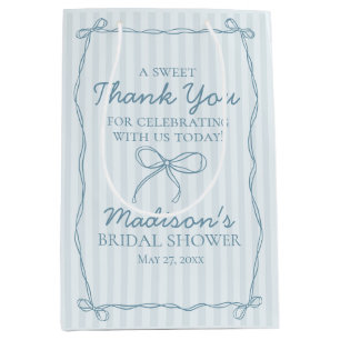 Blue Coquette Bow Pastel Bridal Shower Favour Medium Gift Bag