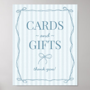 Blue Coquette Bow Pastel Cards and Gifts Sign