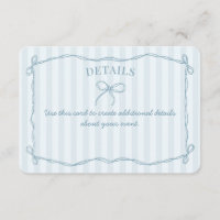 Blue Coquette Bow Pastel Details Invitation Insert