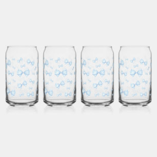 Blue Coquette Bow Pattern Can Glass