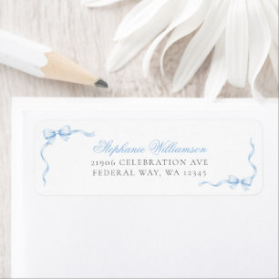 Blue Coquette Bow Return Address Label