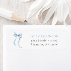 Blue Coquette Bow Return Address Label