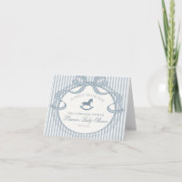 Blue Coquette Bow Rocking Horse Baby Thank You