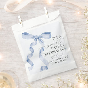 Blue Coquette Bow Sweet 16 Birthday Party Dessert  Favour Bag