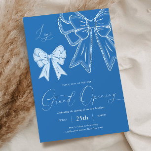 Blue Coquette Bows Elegant Grand Opening Business Invitation