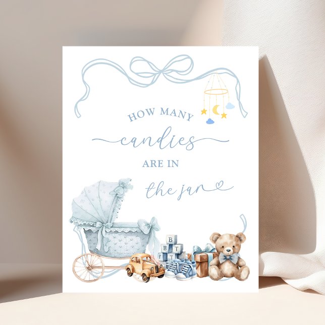 Blue Coquette Carriage Baby Shower Game Sign (Creator Uploaded)
