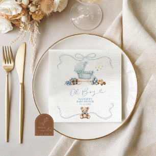 Blue Coquette Carriage Baby Shower Paper Napkins