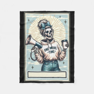 Blue Coquette Cheer Coach Skeleton Tarot Card Chee Fleece Blanket
