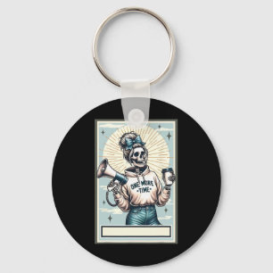 Blue Coquette Cheer Coach Skeleton Tarot Card Chee Key Ring
