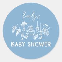 Blue coquette modern hand drawn baby shower