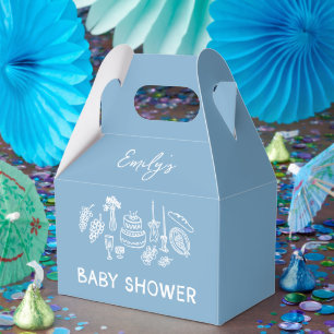 Blue coquette modern hand drawn baby shower favour box