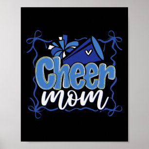 Blue Coquette Pom Poms Bow Cheer Mom Mama Cheerlea Poster