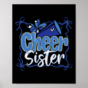 Blue Coquette Pom Poms Bow Cheer Sister Cheerleadi Poster