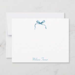 Blue Coquette Ribbon Personalised Note Cards