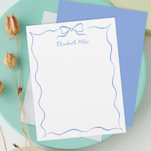 Blue Coquette Ribbon Wavy Border Personalised Card