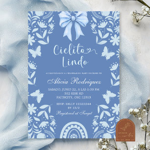 Blue Coquette Talavera Cielito Lindo Baby Shower Invitation