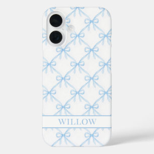 Blue Coquette Watercolor Bows iPhone 16 Case