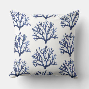 Blue Coral Accent Pillow Coastal Throw Pillows