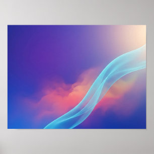 Blue Coral Atmospheric Fluid Abstract Poster