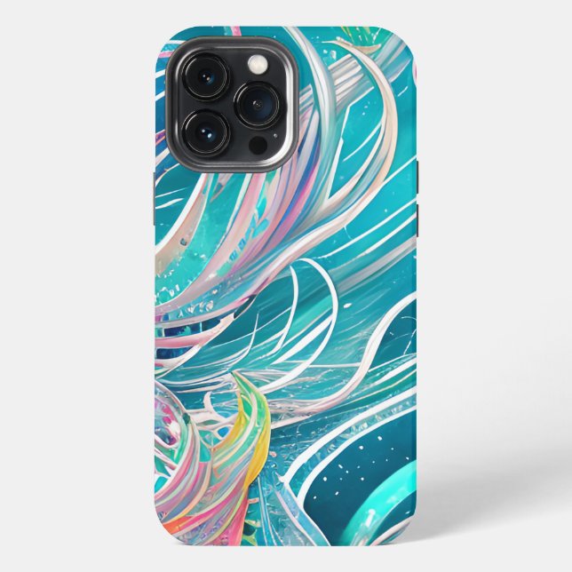 Blue Coral Beachy Abstract Art iPhone Case (Back)