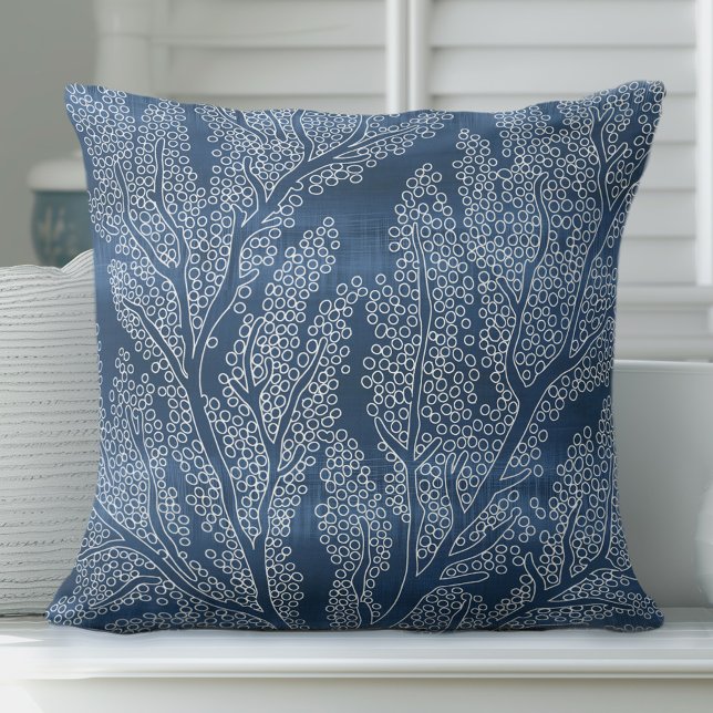 Blue Coral Decorative Pillow | Beach Throw Pillows (Creator Uploaded)