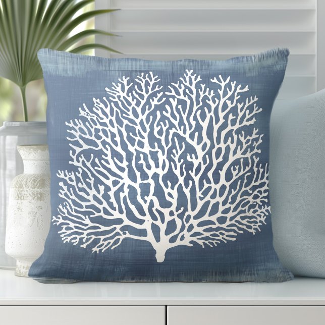 Blue Coral Decorative Pillow | Coastal Style (Creator Uploaded)