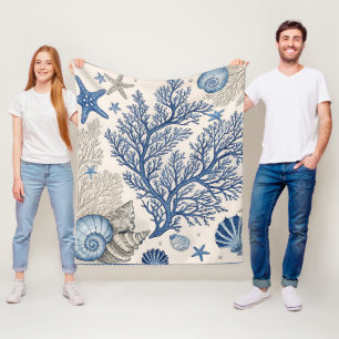 Blue Coral Fleece Blanket – Coastal Ocean Throw