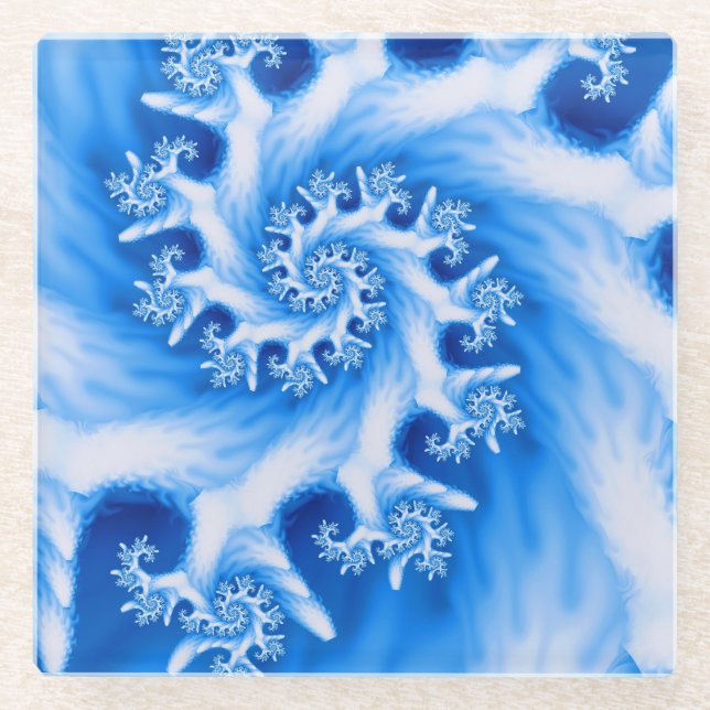 Blue Coral Fractal  Beverage Coaster (Front)